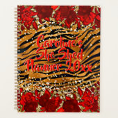 追加の名前文字彼女はトラのストライプ花を流した プランナー手帳 (正面)