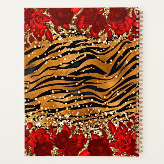 追加の名前文字彼女はトラのストライプ花を流した プランナー手帳 (裏面)