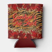 追加の名前文字彼女はトラのストライプ花を流した 缶クーラー (正面)