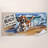 追加の名前，コッカースパニエル犬波犬に飛び散る ビーチタオル (正面)