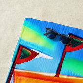 追加の名前、黒金ゴールド海賊船レッドオレンジセイルズ ビーチタオル (インサイチュ)