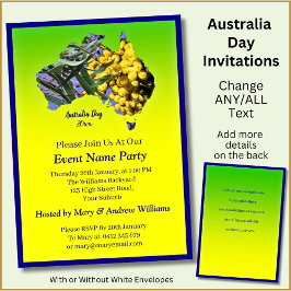 追加の年の文字、Wattle Gum Leafオーストラリアの日パーティー 招待状