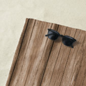 追加イニシャル名Wood Wooden Plank Wall Look ビーチタオル (インサイチュ)