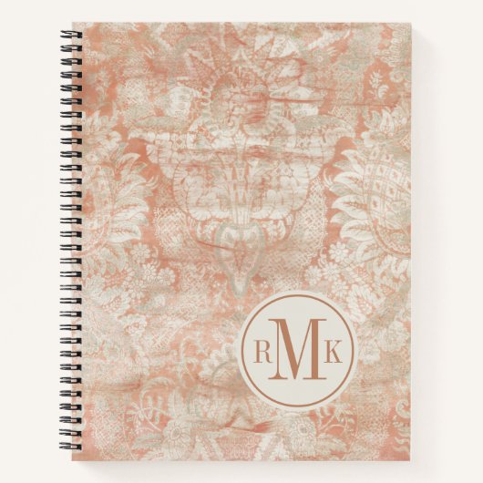 追加イニシャル |ガーネット緯糸 ノートブック (正面)