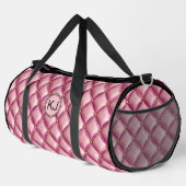 追加イニシャル、クッション枕ソフトピンクブラック ダッフルバッグ (右コーナー)
