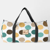 追加イニシャル、レトロ円グリーンブラウンクリーム ダッフルバッグ (正面)