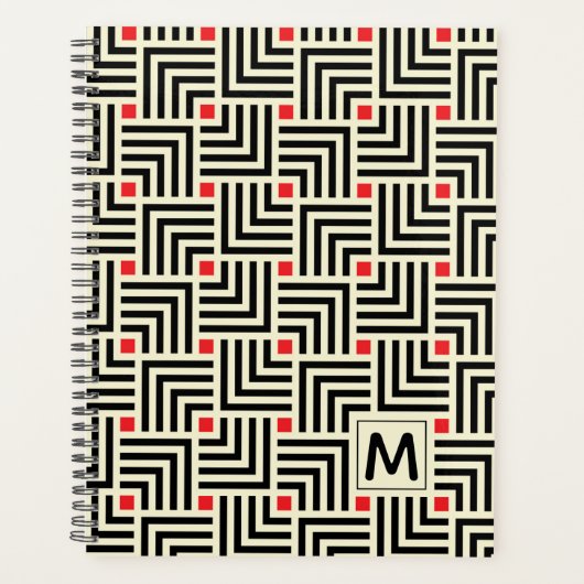 追加イニシャル |幾何線パターン プランナー手帳 (正面)