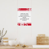 追加カスタム引用文ストライプ花さくらんぼ ポスター (キッチン)