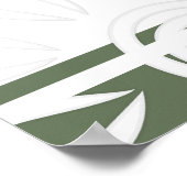 追加カスタム引用文ストライプ花オリーブグリーン ポスター (角)