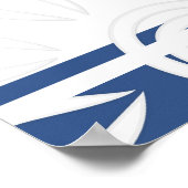 追加カスタム引用文ストライプ花クラシック青 ポスター (角)