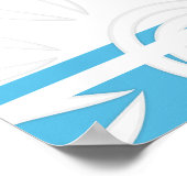 追加カスタム引用文ストライプ花スカイブルー ポスター (角)