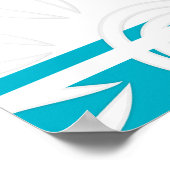 追加カスタム引用文ストライプ花スクーバブルー ポスター (角)