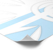 追加カスタム引用文ストライプ花Baby Blue ポスター (角)