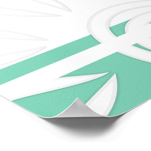 追加カスタム引用文ストライプ花Lucite Green ポスター (角)