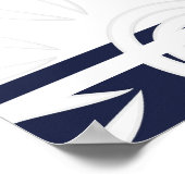 追加カスタム引用文ストライプ花Navy Blue ポスター (角)