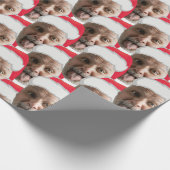 追加カスタム顔フォトおもしろいSanta Headクリスマスおもしろい ラッピングペーパー (角)