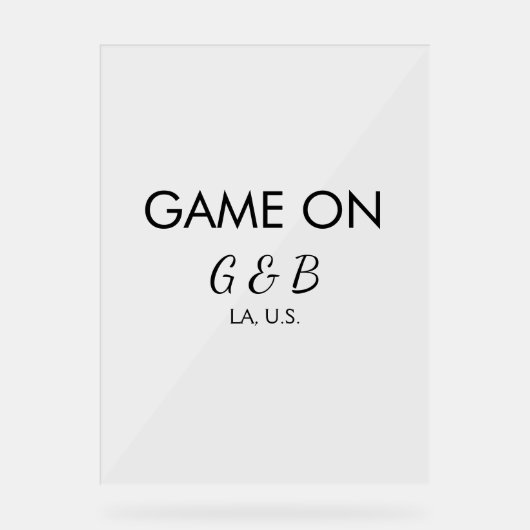 追加カップル名の結婚式パーティーの場所都市gのゲーム アクリルサイン (正面)