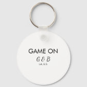 追加カップル名の結婚式パーティーの場所都市gのゲーム キーホルダー (裏面)