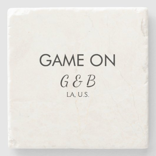 追加カップル名の結婚式パーティーの場所都市gのゲーム ストーンコースター (正面)