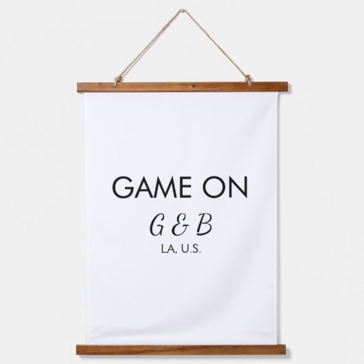 追加カップル名の結婚式パーティーの場所都市gのゲーム 吊り下げ型タペストリー (正面)