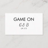 追加カップル名の結婚式パーティーの場所都市gのゲーム 名刺 (裏面)