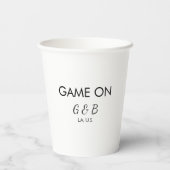 追加カップル名の結婚式パーティーの場所都市gのゲーム 紙コップ (裏面)