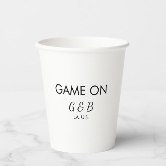 追加カップル名の結婚式パーティーの場所都市gのゲーム 紙コップ (正面)
