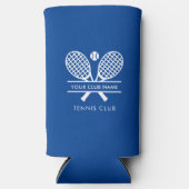 追加スポーツクラブ名ローンテニスチームブルー スリム缶クーラー (正面)