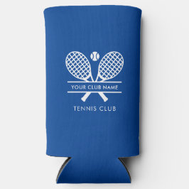 追加スポーツクラブ名ローンテニスチームブルー スリム缶クーラー