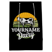 追加ネーム サンセットダairyファーム 牧草地のホルスタイン牛 ミディアムペーパーバッグ (裏面)