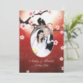 追加フォトさくらんぼブロッサム桜ラブバード 招待状 (スタンド正面)