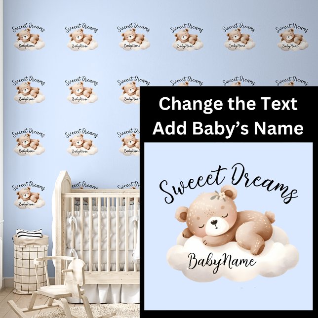 追加ベビー名、変更文字、かわいいテディ眠り 壁紙 (クリエイターアップロード済み)