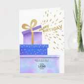 追加ロゴおもしろい暖かい紫色の青いギフトボックスビジネス カード (正面)