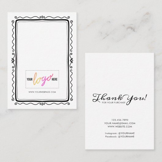 追加ロゴ手描きフレームイヤリングカードなしドットなし03 名刺 (正面/裏面)