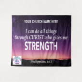 追加ロゴ フィリピ 4:13 わたしはあらゆる事を成し遂げることが出来る 教会 タペストリー (正面(横))