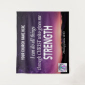 追加ロゴ フィリピ 4:13 わたしはあらゆる事を成し遂げることが出来る 教会 タペストリー (正面)