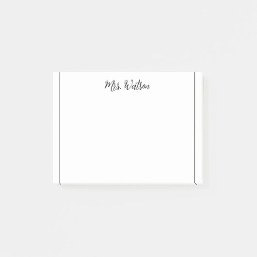 追加先生名のシンプル注ミニマル縁どで ポストイット (正面)