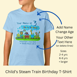 追加名年齢変更ALL文字Steam Train誕生日 Tシャツ