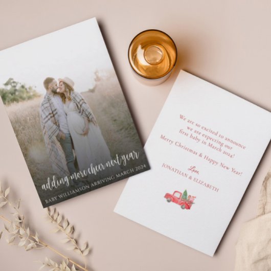 追加応援来年の妊娠ホリデーカード サンキューカード