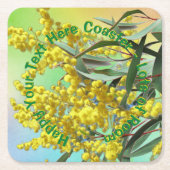 追加文字ワトル&ガム葉ズオージー スクエアペーパーコースター (正面)