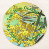 追加文字ワトル&ガム葉ズオージー ラウンドペーパーコースター (正面)