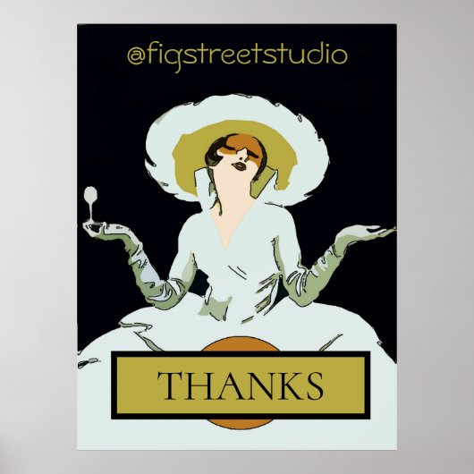 追加文字ヴィンテージスタイルレディ、サイン ポスター (正面)