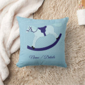 追加文字変更名ブルーロッキングホース枕 クッション (ブランケット)