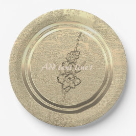 追加文字金ゴールドグラジオラス ペーパープレート