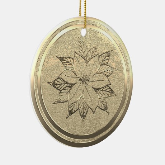 追加文字金ゴールドポインセチア12月セラミックオーナメント セラミックオーナメント (右)