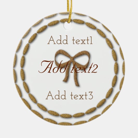 追加文字魔法金ゴールドボウベビーキッズクリスマス セラミックオーナメント (正面)