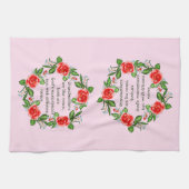 追加文字、祖母バラのようなフローラ祖母 キッチンタオル (横)