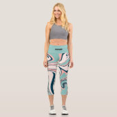 追加文字l愛らしい大理石ゲートlエクササイズブルー カプリレギンス (正面)