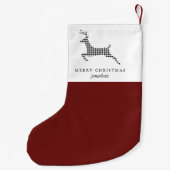 追加素朴名レッドクリスマス付きシックなプレイドディアー スモールクリスマスストッキング (裏面)