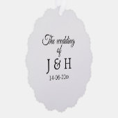 追加結婚カップル名のイニシャルレターの日付 オーナメントカード (右)